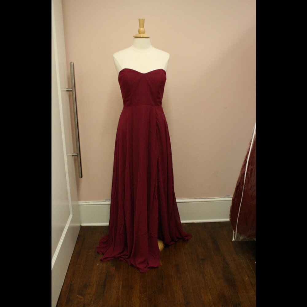 Hayley Paige Occasions 5902 Strapless Long Chiffon Bridesmaid Dress 10